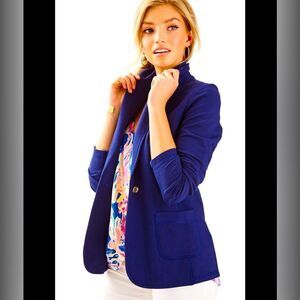 LILLY PULITZER MINDY SHAWL COLLAR CARDIGAN NAVY BLUE SZ MED